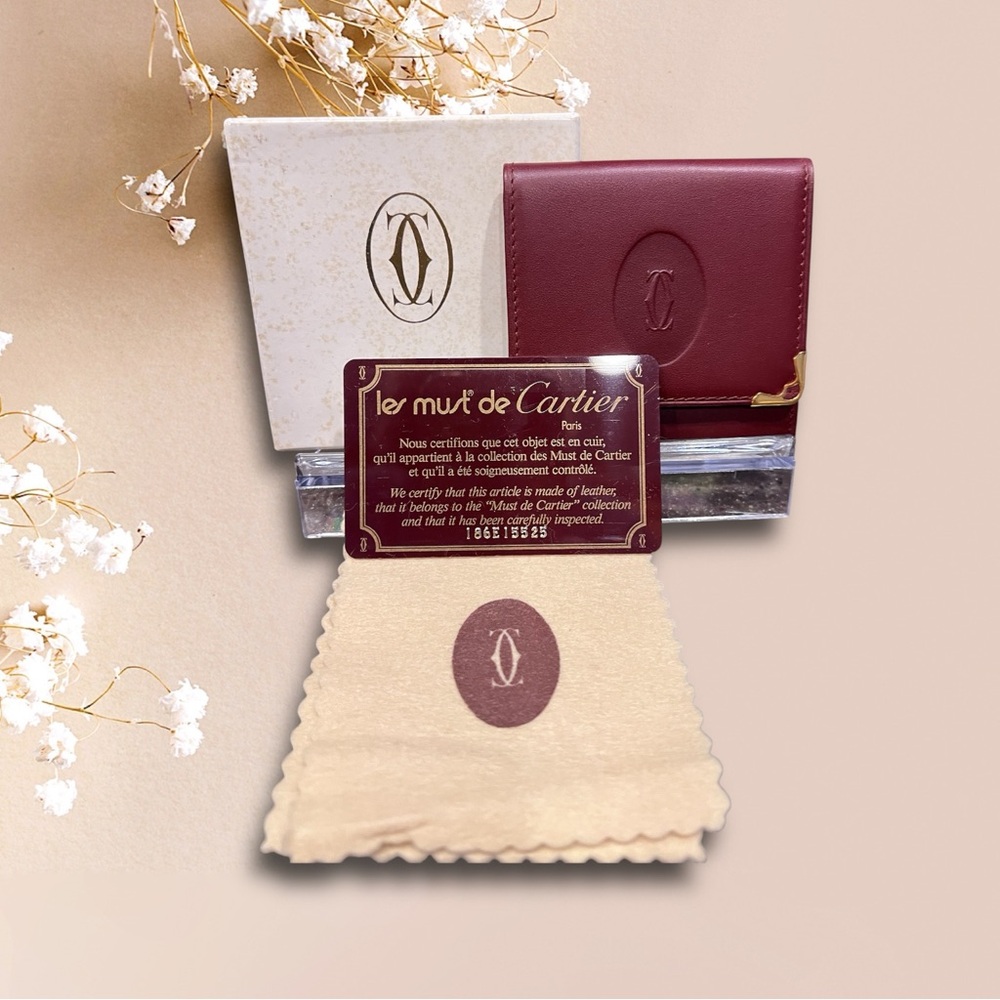 Cartier Burgundy Calfskin Coin Purse. NIB
